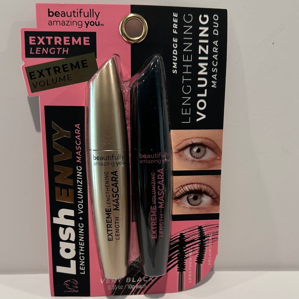 Beautifully Amazing You Smudge Free Lengthening Volumizing Mascara Duo.